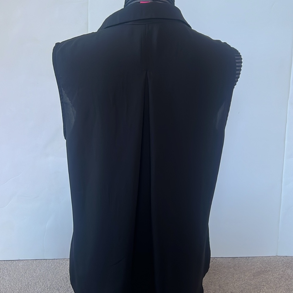 Sheer Black Button Down Sleeve-Less Top - image 7